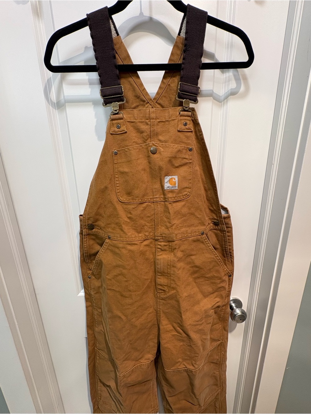 Carhartt Kids Tan Brown Bib Overalls with Dark Brown Straps